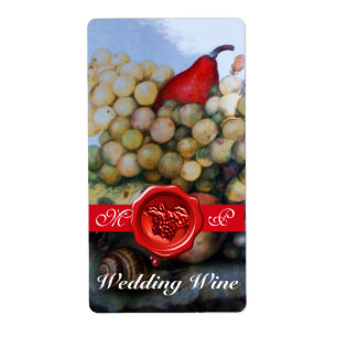 SEASON'S FRUITS WEDDING WINE RED WAX SEAL MONOGRAM