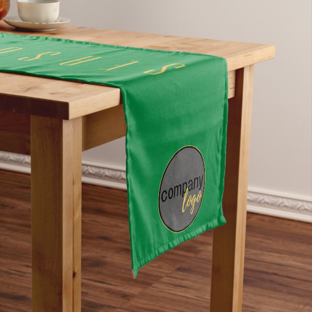 SEASONS GREETING GREEN GOLD BUSINESS LOGO TEMPLATE MEDIUM TABLE RUNNER (In Situ)