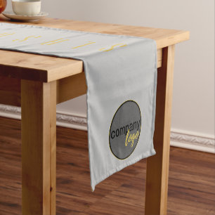 SEASONS GREETING SILVER GRAY GOLD BUSINESS LOGO MEDIUM TABLE RUNNER