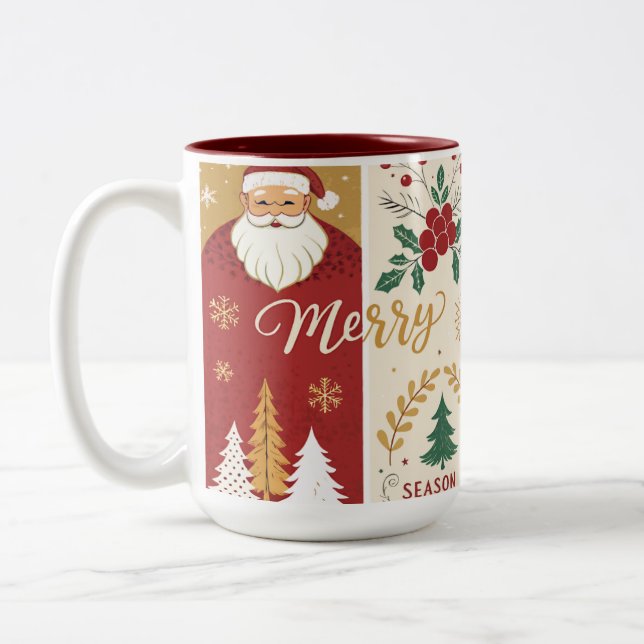 Season's Greeting  Two-Tone Coffee Mug (Left)