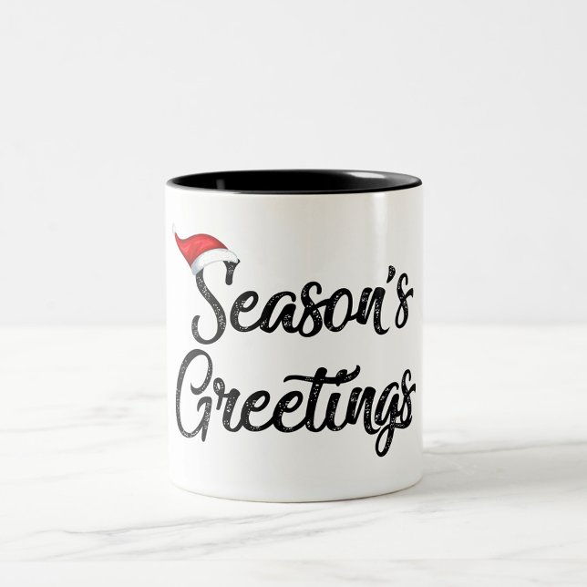 Season's Greeting Two-Tone Coffee Mug (Black Text Season Greeting Coffee Mug!)