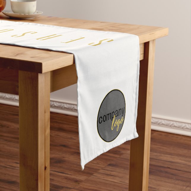 SEASONS GREETING WHITE GOLD BUSINESS LOGO TEMPLATE MEDIUM TABLE RUNNER (In Situ)