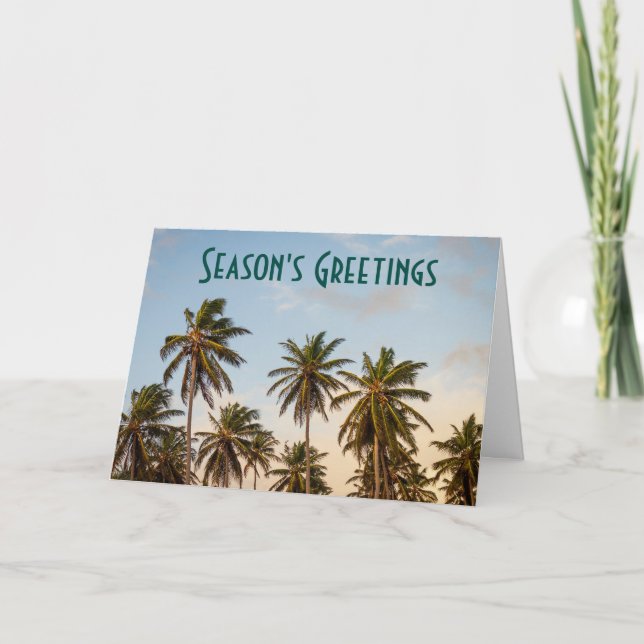 Season's Greeting with Palm Trees Holiday Card (Front)
