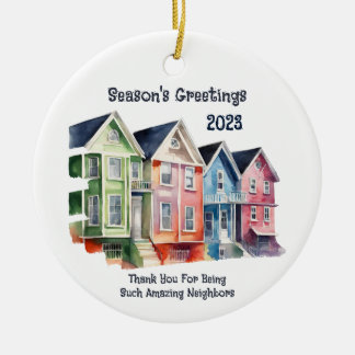 Season's Greetings 2023 Round Metal Ceramic Ornament