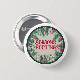 Seasons Greetings 6 Cm Round Badge