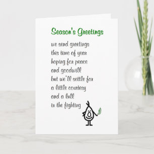 Season's Greetings - a funny Christmas poem Holiday Card