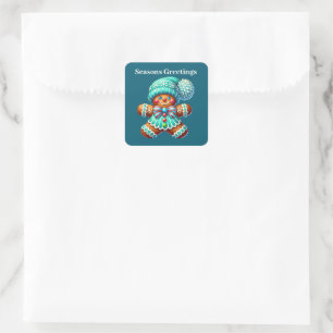 Seasons Greetings add message gingerbread Square Sticker
