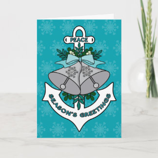 Season's Greetings Anchor, Bells and Snowflakes Holiday Card