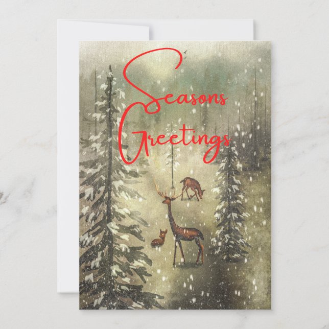 Seasons Greetings and Merry Christmas Holiday Card (Front)
