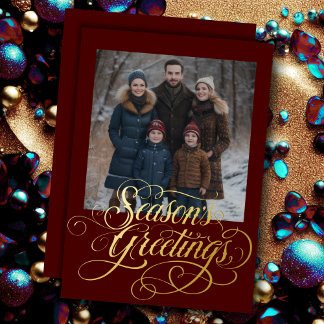 Season's Greetings and Your Photo Foil Holiday Card
