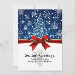 Season's Greetings Artistic Christmas Tree Design Holiday Card