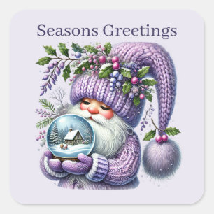 Seasons Greetings baking gnome add text  Square Sticker
