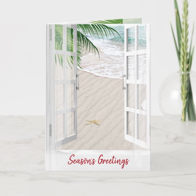 Season's Greetings Beach Window  Card (Front)