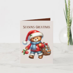 Seasons Greetings Bear add message Holiday Card