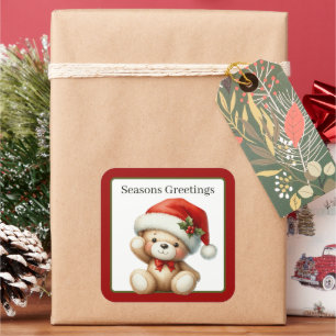 Seasons greetings bear add text square sticker