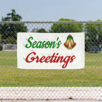 Seasons Greetings Bells Christmas red green script