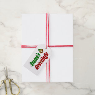 Seasons Greetings Bells Christmas typography Gift Tags