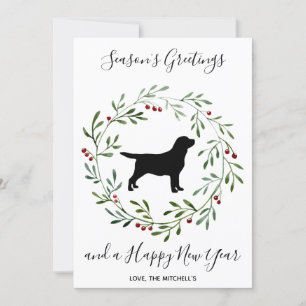 Seasons Greetings Black Labrador Elegant Dog Holiday Card
