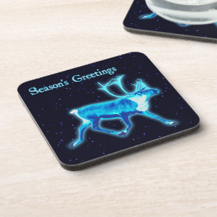 Season's Greetings - Blue Caribou (Reindeer) Coaster