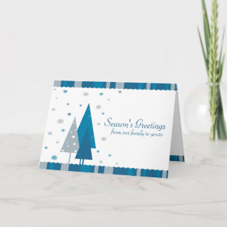 Season's Greetings Blue Trees Holiday Card