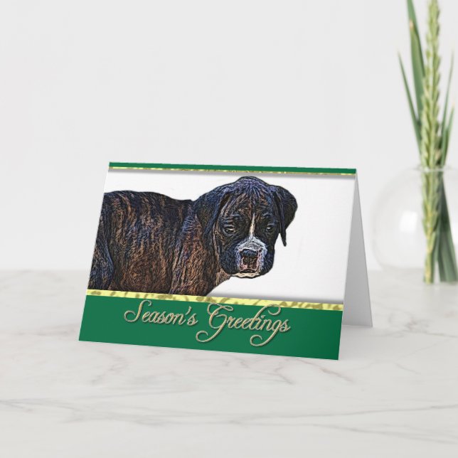 Season's greetings Boxer dog card (Front)