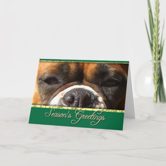 Season's greetings Boxer dog card (Front)