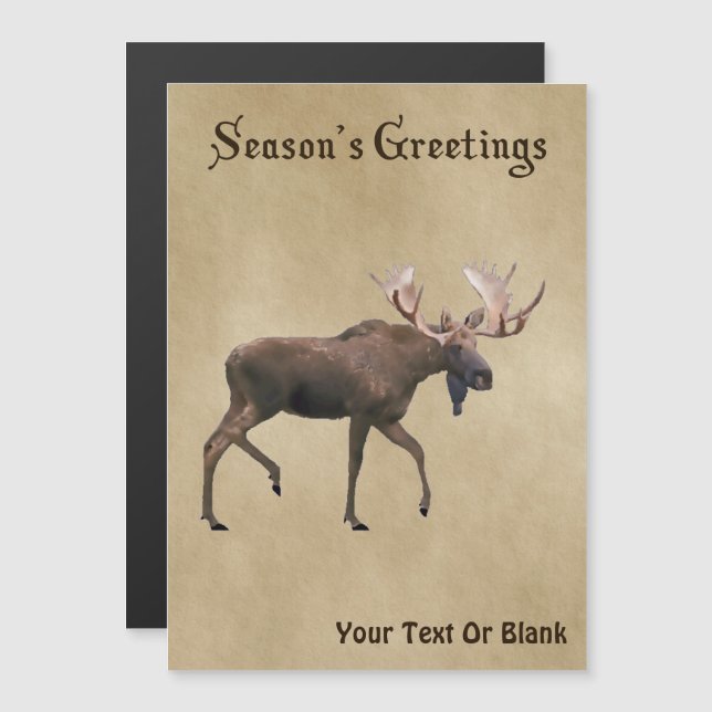 Season's Greetings - Bull Moose On Old Paper (Front/Back)