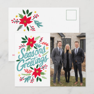 SEASONS GREETINGS Business Christmas CUSTOM PHOTO Postcard
