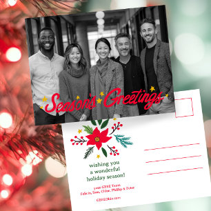 SEASONS GREETINGS Business CUSTOM PHOTO Holiday Postcard
