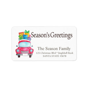 Season's Greetings Car and Christmas gifts Label