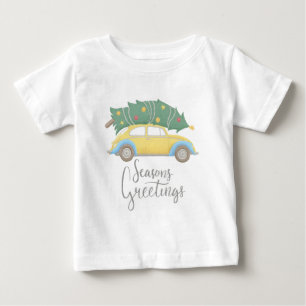 Seasons Greetings Car & Tree Baby T-Shirt