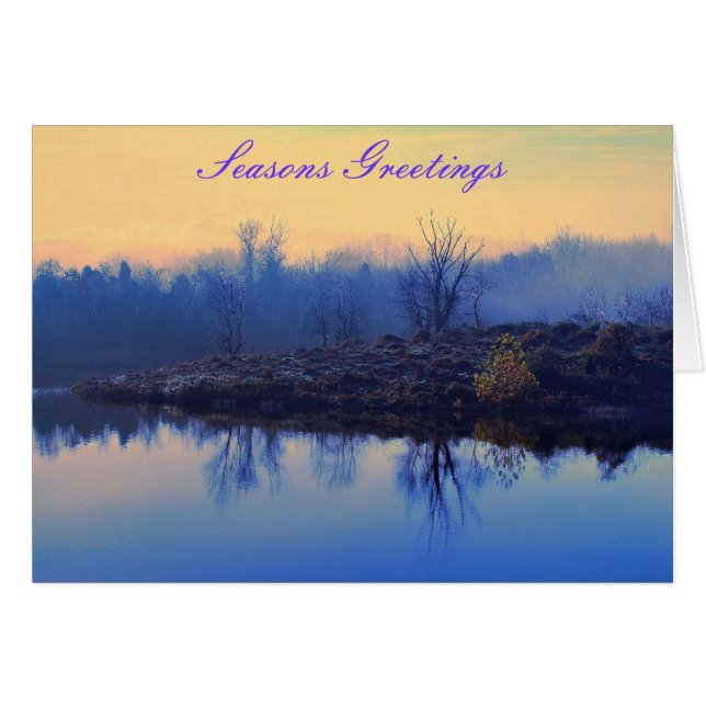 Seasons Greetings Card (lake & woods photo scene) (Front Horizontal)