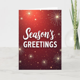 Seasons Greetings Card with Red Sparkle & Firework