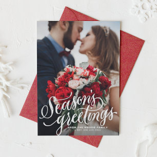 Season's Greetings Chalk Lettering Photo Holiday Card
