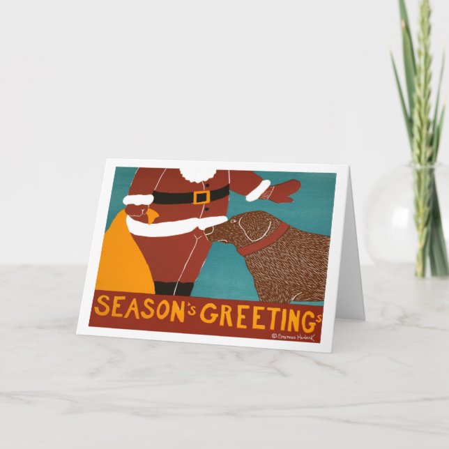 Seasons Greetings-Chocolate Lab-Stephen Huneck Holiday Card (Front)