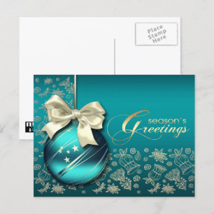 Season's Greetings. Christmas Bauble Holiday Postcard