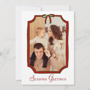 Seasons Greetings Christmas Bow Photo Card