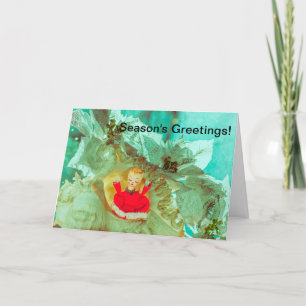 Seasons Greetings Christmas Card & angel cherub.