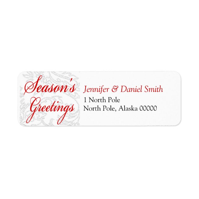 Seasons Greetings Christmas Card Mailing Sticker (Front)