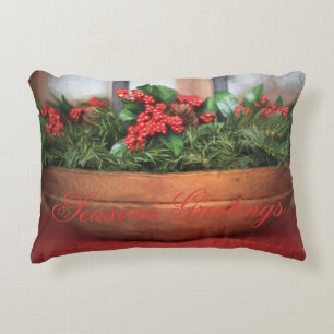 Seasons Greetings Christmas Centerpiece Decorative Cushion