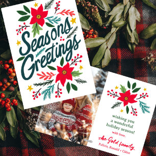SEASONS GREETINGS Christmas CUSTOM PHOTO Holiday Card