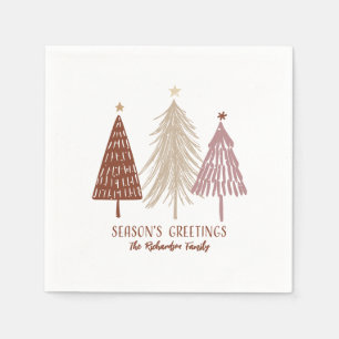 Seasons Greetings Christmas Festive Trees Holiday Napkin