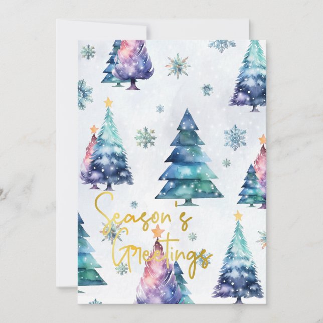 Season's Greetings Christmas Flat Holiday Card (Front)