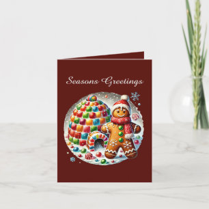 Seasons Greetings Christmas gingerbread message Holiday Card