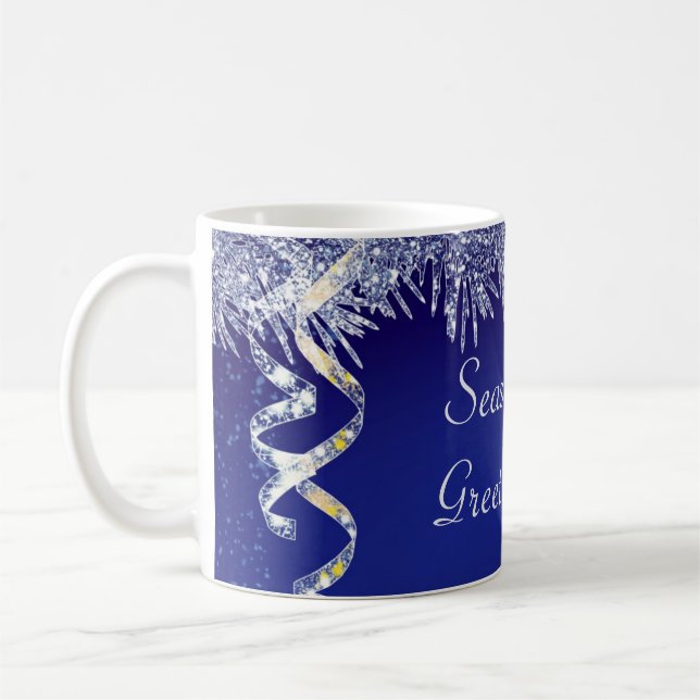 Season's Greetings Christmas Glitter Christmas Coffee Mug (Left)