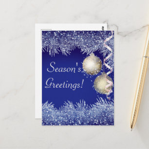 Season's Greetings Christmas Glitter Christmas Postcard