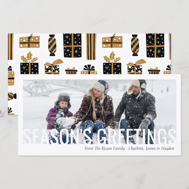 Seasons Greetings Christmas Holiday Cut Out Photo Card (Front/Back)