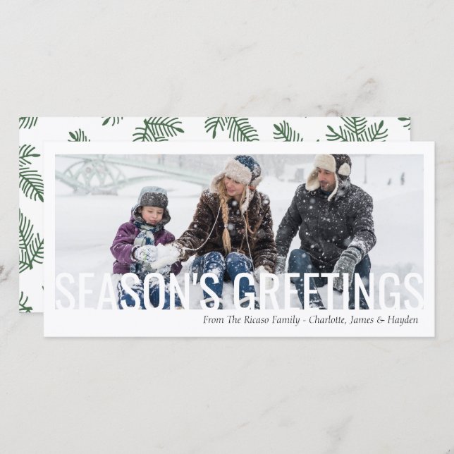 Seasons Greetings Christmas Holiday Cut Out Photo Card (Front/Back)