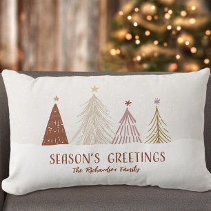 Seasons Greetings Christmas Holiday Family Throw Lumbar Cushion