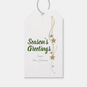 Season's Greetings Christmas Holiday Gold Stars Gift Tags